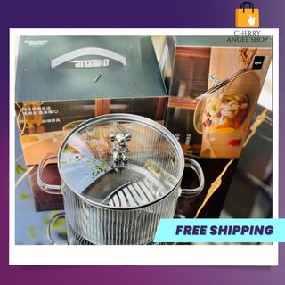 Nồi thủy tinh cao cấp chịu nhiệt với núm gấu Bear siêu xinh, decor trang trí bàn ăn cực đẹp/có sỉ