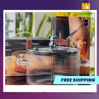 Nồi thủy tinh cao cấp chịu nhiệt với núm gấu Bear siêu xinh, decor trang trí bàn ăn cực đẹp/có sỉ