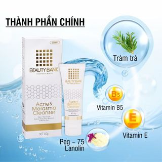 BEAUTY BANK - Sữa Rửa Mặt ACNE & MELASMA CLEANSER (60g), giảm mụn, mờ nám, trắng da