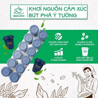HỘP 12 viên Cà Phê Hòa Tan Sấy Thăng Hoa MIRABI, Coffee TUESDAY 40% ROBUSTA