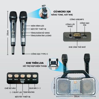 Loa Xách Tay T902 - Loa Xách Tay Di Động Âm Thanh Cực Hay Giá Rẻ Nhất 2024, Đi Kèm Micro Xịn Sạc Pin Trực Tiếp, Hát Karaoke Mọi Lúc Mọi Nơi