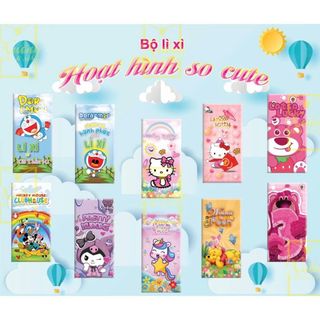Bao lì xì Gấu Dâu Đô Rê Mon hoạt hình mẫu mã đa dạng phong phú in hình ảnh sắc net hot hit hàng về sll sỉ sãn kho Thanh Thảo