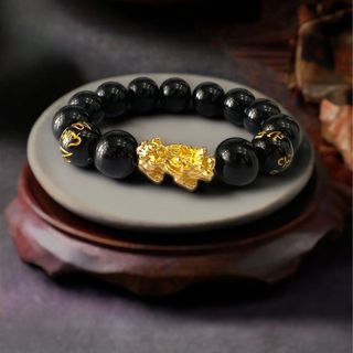 Vòng tay tỳ hưu đá đen giá xưởng ( gia công vn )