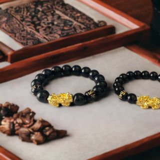 Vòng tay tỳ hưu đá đen giá xưởng ( gia công vn )