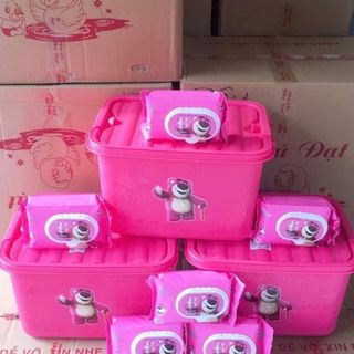 Combo 10 gói khăn giấy ướt gấu dâu phú đạt chính hãng tặng kèm xô nhựa việt nhật sịn sò