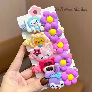 Set 5 chun cột tóc thú hoa cho bé