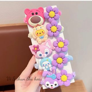 Set 5 chun cột tóc thú hoa cho bé