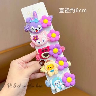 Set 5 chun cột tóc thú hoa cho bé