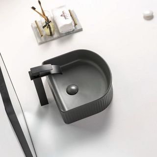 Chậu lavabo để bàn màu xám mờ hình chữ U độc đáo