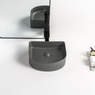 Chậu lavabo để bàn màu xám mờ hình chữ U độc đáo