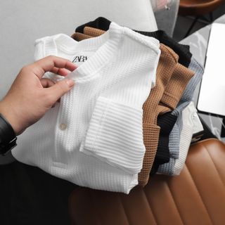 Áo thun nam chất cotton, áo phông nam cao cấp, chất 100% cotton dệt kim, thiết kế cổ henley lịch lãm, vải vừa mình chất đẹp - size từ 50kg - 85kg