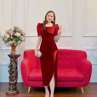 Đầm thiết kế phối hoa ngực dự tiệc sang trọng