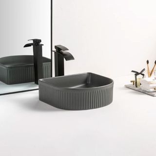 Chậu lavabo để bàn màu xám mờ hình chữ U độc đáo