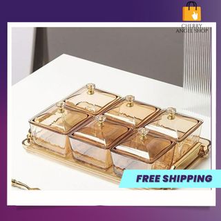 Khay đựng mứt tết, khay bánh kẹo tết 6 ngăn có nắp sang trọng mẫu mới/ có sỉ