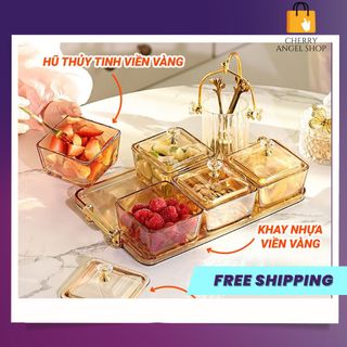 Khay đựng mứt tết, khay bánh kẹo tết 6 ngăn có nắp sang trọng mẫu mới/ có sỉ
