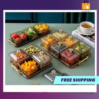 Khay đựng mứt tết, khay bánh kẹo tết 6 ngăn có nắp sang trọng mẫu mới/ có sỉ