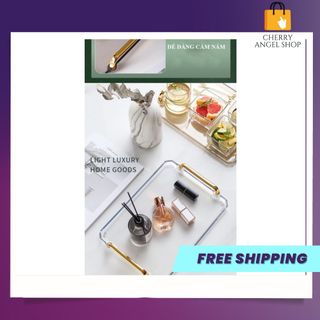 (HOT) Khay nhựa hình chữ nhật Đựng Bánh Kẹo - Khay Đựng Ly Tách Ấm Trà, Khay Mạ Vàng Cao Cấp Sang Trọng Trang Trí Nhà Bếp/ Có sỉ