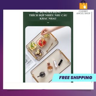 (HOT) Khay nhựa hình chữ nhật Đựng Bánh Kẹo - Khay Đựng Ly Tách Ấm Trà, Khay Mạ Vàng Cao Cấp Sang Trọng Trang Trí Nhà Bếp/ Có sỉ