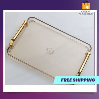 (HOT) Khay nhựa hình chữ nhật Đựng Bánh Kẹo - Khay Đựng Ly Tách Ấm Trà, Khay Mạ Vàng Cao Cấp Sang Trọng Trang Trí Nhà Bếp/ Có sỉ