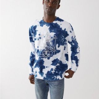 Áo thun tay dài True Religion Xanh loan trắng