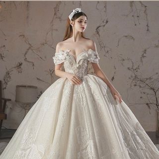 Váy Cưới vai Trẻ bông sáng trọng tà 3m ( Hàng, Giá Tận Xưởng )
