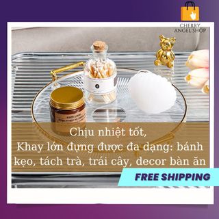 (HOT) Khay Đĩa Tròn Đựng Bánh Kẹo - Khay Đựng Ly Tách Ấm Trà, Khay Mạ Vàng Cao Cấp Sang Trọng Trang Trí Nhà Bếp/ Có sỉ