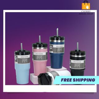 Cốc - bình giữ nhiệt INOX 20OZ 600ml - Tặng kèm ống hút nhựa/ có sỉ