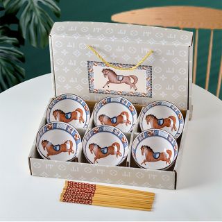 Bộ Quà Tặng Chén Bát Sứ 6chén 6đũa hoa văn sang trọng ( Hàng, Giá Tận Xưởng )