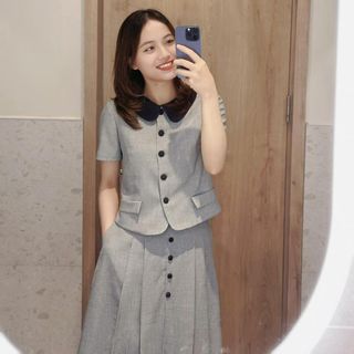 SET ÁO CỔ SEN KÈM CHÂN VÁY XÒE -HUYỀN XMĐT