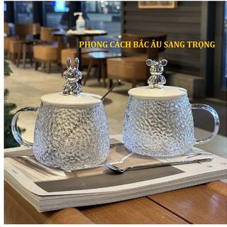 CỐC THUỶ TINH NẮP GẤU KÈM MUỖNG