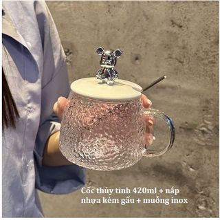 CỐC THUỶ TINH NẮP GẤU KÈM MUỖNG