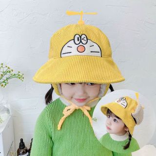Mũ len rộng vành có bịt tai ấm áp cho bé trai bé gái hình Doremon