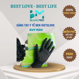 Găng tay y tế cao su đen Vietglove (Hộp 100 chiếc) giá sỉ