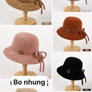 Mũ bucket nhung đủ kiểu nơ QC