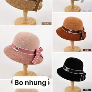 Mũ bucket nhung đủ kiểu nơ QC