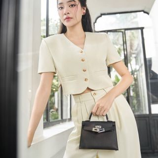 SET BỘ KEM ÁO CỔ V KÈM QUẦN ỐNG SUÔNG -HUYỀN XMĐT