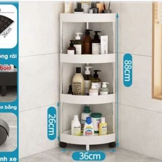 KỆ GÓC 4 TẦNG TAM GIÁC CÓ BÁNH XE