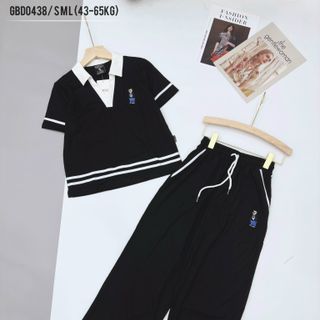 Set Bộ Polo Nữ Kẻ Viền Chất Umi Mềm Mượt, Logo Thêu Sắc Nét, Co Dãn Thoáng Mát Lịch Sự GBD0438
