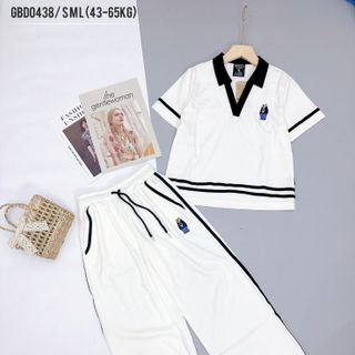 Set Bộ Polo Nữ Kẻ Viền Chất Umi Mềm Mượt, Logo Thêu Sắc Nét, Co Dãn Thoáng Mát Lịch Sự GBD0438