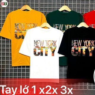 Áo thun tay lỡ form rộng họa tiết phối tay in dọc - Unisex nam nữ đều mặc được