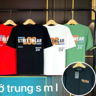 Áo thun tay lỡ form rộng họa tiết phối tay in dọc - Unisex nam nữ đều mặc được