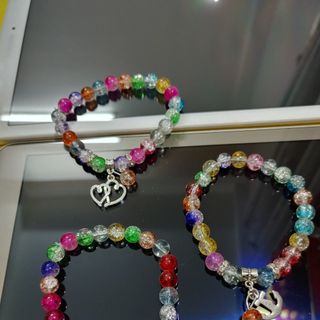 Chuỗi đeo tay phong thủy 8ly đá tuyết mix charm PVN546