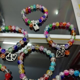 Chuỗi đeo tay phong thủy 8ly đá tuyết mix charm PVN546