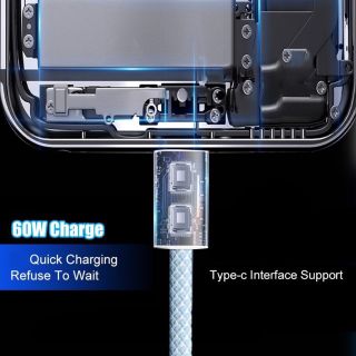 Cáp sạc Iphone 15 60w 2 cổng Type C - Hàng zin