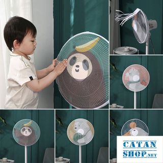 LƯỚI BỌC QUẠT HOẠT HÌNH AN TOÀN CHO BÉ, MÀN TRÙM MÁY QUẠT BẢO VỆ BÉ CÓ DÂY RÚT - LƯỚI BỌC QUẠT GIÁ SỈ