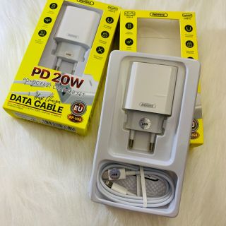 Bộ sạc nhanh 20W Pd QC Remax Rp U68 2 cổng Usb type C kèm dây type C lightning - Hàng chính hãng