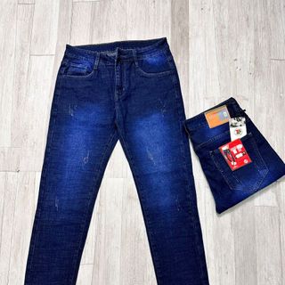 Quần jean nam co giãn 4 chiều,quần bò màu xanh trơn dáng ôm