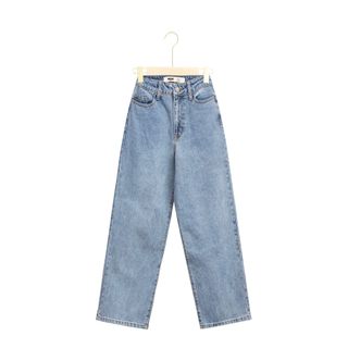 Quần Jeans Nữ Lưng Cao Ống Suông Rộng Màu Xanh Sáng Wash Bạc L-02E