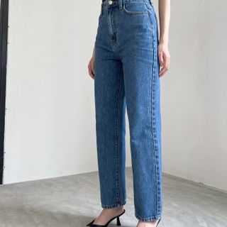 Quần Jeans Nữ Form Ống Đứng Lưng Cao Màu Xanh Đậm (B-031)