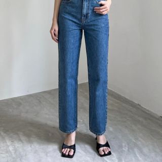 Quần Jeans Nữ Form Ống Đứng Lưng Cao Màu Xanh Đậm (B-031)